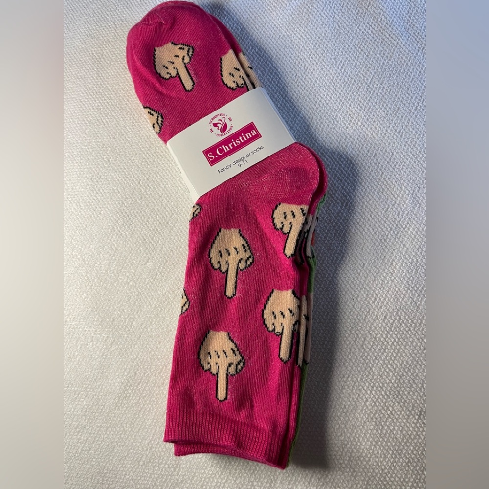 Socks! Middle finger print socks. New! You get 3 pairs of socks.